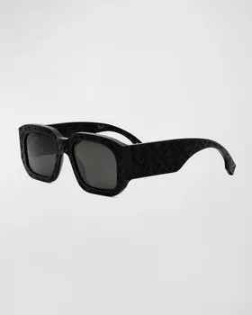 Мужские прямоугольные солнцезащитные очки Fendi Shadow из ацетата, цвет Matte Black