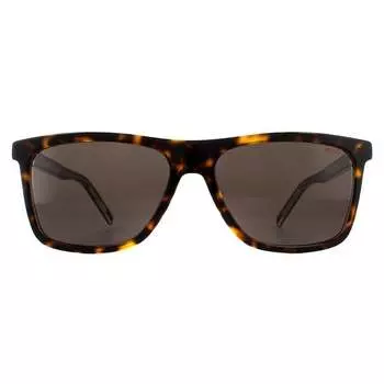 Мужские прямоугольные солнцезащитные очки Hugo by Hugo Boss Гавана с кристаллами коричневого цвета Hugo Boss, коричневый