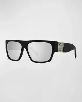 Мужские прямоугольные солнцезащитные очки из ацетата 4G Givenchy, цвет Matte Black