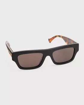 Мужские прямоугольные солнцезащитные очки из ацетата Gucci, цвет Black
