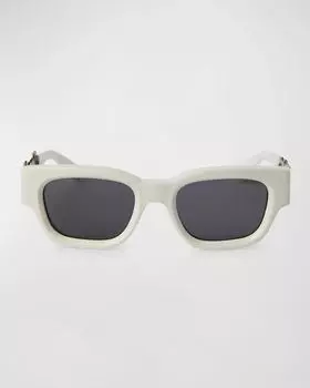 Мужские прямоугольные солнцезащитные очки из ацетата Posey Palm Angels, цвет White Dark Grey