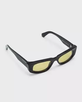 Мужские прямоугольные солнцезащитные очки из ацетата Matera Off-White, цвет Black