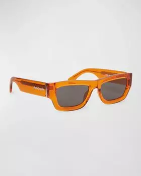Мужские прямоугольные солнцезащитные очки из ацетата Auberry Palm Angels, цвет Orange Dark Grey