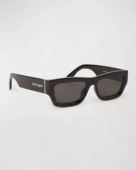 Мужские прямоугольные солнцезащитные очки из ацетата Auberry Palm Angels, цвет Black Dark Grey