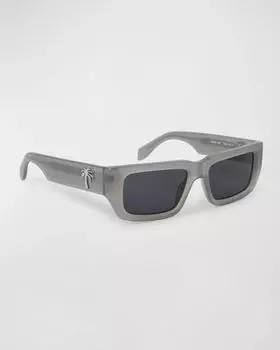 Мужские прямоугольные солнцезащитные очки из ацетата Sutter Palm Angels, цвет Glassier Gray