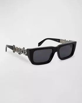 Мужские прямоугольные солнцезащитные очки Milford из ацетата Palm Angels, цвет Black