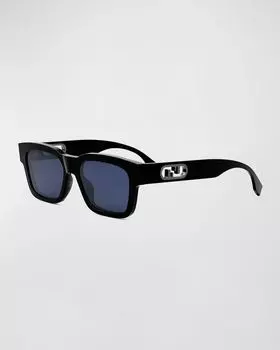 Мужские прямоугольные солнцезащитные очки O'Lock из ацетата Fendi, цвет Shiny Black Blue