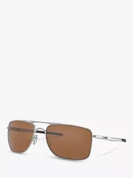 Мужские прямоугольные солнцезащитные очки Oakley OO4124, коричневые/серебристые