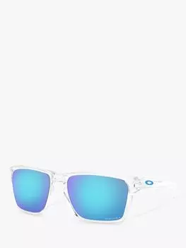 Мужские прямоугольные солнцезащитные очки Oakley OO9448 Sylas, прозрачные полированные/зеркально-синие