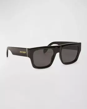 Мужские прямоугольные солнцезащитные очки Pixley из ацетата Palm Angels, цвет Black Dark Grey