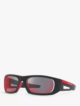Мужские прямоугольные солнцезащитные очки ps02ys Prada, цвет Black/Mirror Red