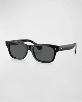 Мужские прямоугольные солнцезащитные очки Rosson Sun из ацетата Oliver Peoples, цвет Black