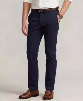 Мужские прямые брюки чинос с эластичной тканью Polo Ralph Lauren, синий