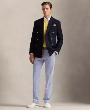 Мужские прямые брюки из стрейч-пике Polo Ralph Lauren, синий