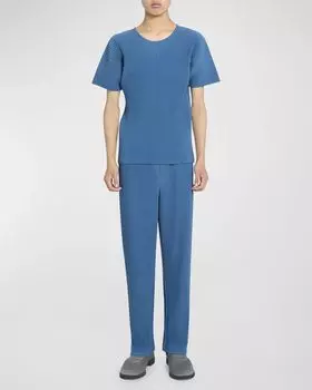 Мужские прямые брюки со складками Homme Plisse Issey Miyake, цвет Iron Blue