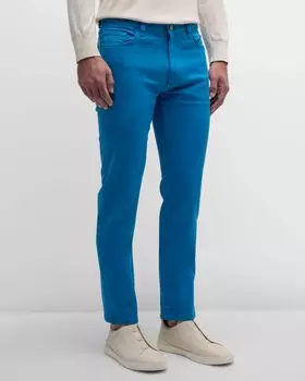 Мужские прямые джинсовые джинсы, окрашенные в готовой одежде ZEGNA, цвет Navy Solid