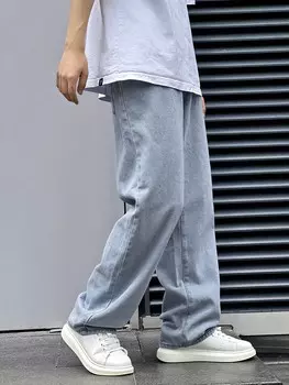 Мужские прямые джинсы Hypemode, широкий крой, диагональный карман Manfinity, светло-голубой