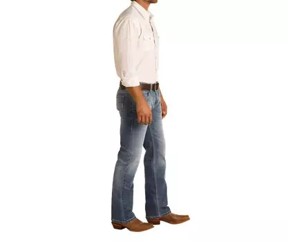 Мужские прямые джинсы Reflex Pistol средней потертости Rock & Roll Denim