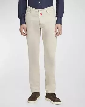 Мужские прямые джинсы с 5 карманами Kiton, цвет Beige