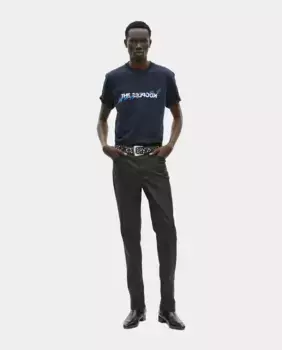 Мужские прямые джинсы среднего кроя с пятью карманами, эффект черной кожи The Kooples, черный