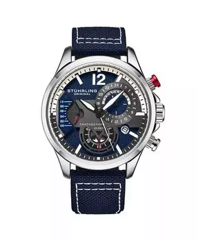 Мужские японские кварцевые хронографы, модель 4029, часы с кожаным ремешком Stuhrling, синий