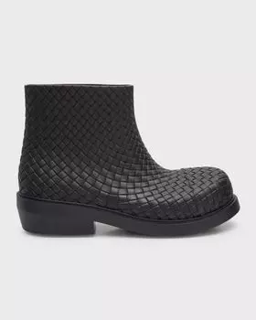 Мужские резиновые ботильоны Fireman Intreccio Bottega Veneta, цвет Black