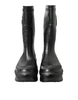 Мужские резиновые резиновые сапоги Dolce & Gabbana Sleek Metallic с логотипом DG, черный