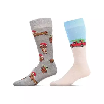 Мужские рождественские праздники, комплект из 2 пар новых носков MeMoi, мультиколор