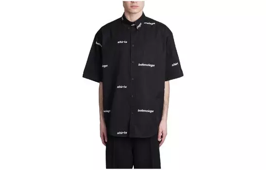 Рубашка мужская Balenciaga с логотипом, черный