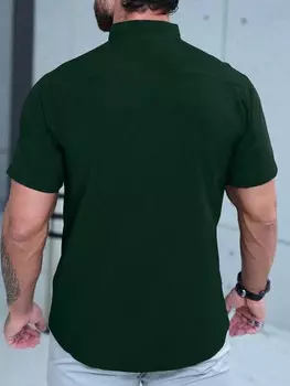 Мужские рубашки больших размеров Homme, однотонные, с круглым вырезом, с короткими рукавами Manfinity, зеленый