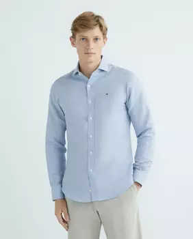 Мужские рубашки повседневного кроя с узором «гусиные лапки» Olimpo, синий