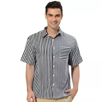 Мужские рубашки с коротким рукавом, летние хлопковые лоскутные рубашки на пуговицах Lars Amadeus