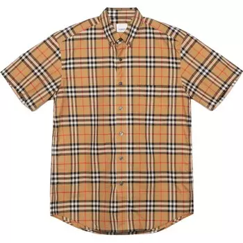 Мужские рубашки с короткими рукавами в клетку, желтые Burberry
