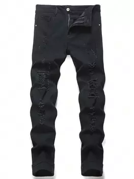 Мужские рваные джинсы LEGND из хлопка с диагональным карманом Manfinity, черный