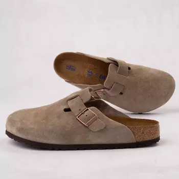 Мужские сабо Birkenstock Boston с мягкой стелькой, серо-коричневый