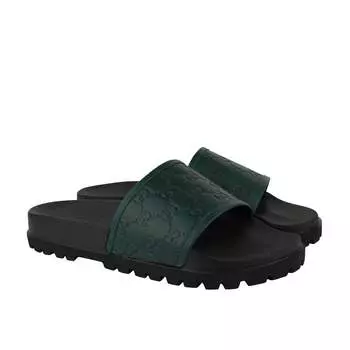 Мужские сандалии Gucci с рисунком Guccissima / кожаные, цвет Green / Black