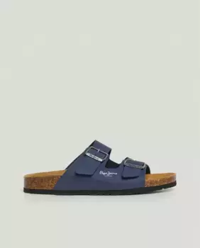 Мужские сандалии с двойной застежкой-пряжкой и пробковой стелькой Pepe Jeans, тёмно-синий