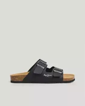 Мужские сандалии с двойной застежкой-пряжкой и пробковой стелькой Pepe Jeans, черный