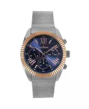 Мужские серебряные многофункциональные часы-браслет со стальной сеткой диаметром 42 мм Peugeot, серебро