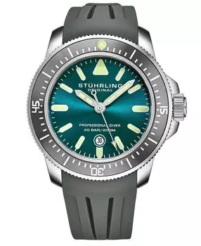 Мужские серые часы с силиконовым резиновым ремешком, 43 мм Stuhrling