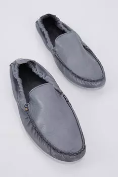 Мужские серые удобные лоферы из натуральной кожи с эластичной спинкой TONNY BLACK, серый