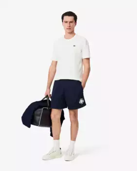 Мужские сетчатые шорты с графическим рисунком Lacoste, тёмно-синий