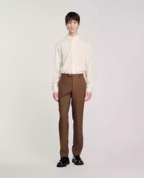 Мужские шерстяные костюмные брюки Sandro, коричневый