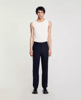 Мужские шерстяные костюмные брюки Sandro, синий