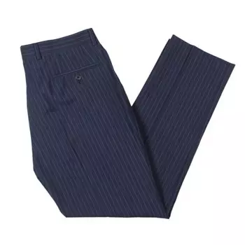 Мужские шерстяные полосатые классические брюки Lauren Ralph Lauren, темно-синий
