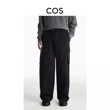 Мужские широкие брюки Cos из твила, черный