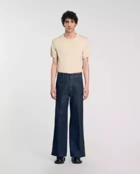 Мужские широкие расклешенные джинсы Sandro, синий