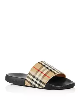 Мужские шлепанцы Burberry Furley в винтажную клетку, коричневый/бежевый