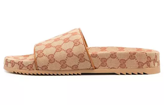 Сандалии GUCCI GG Slide Sandal "Cognac Monogram"