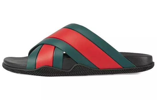 Сандалии GUCCI Rubber Slides Green Red